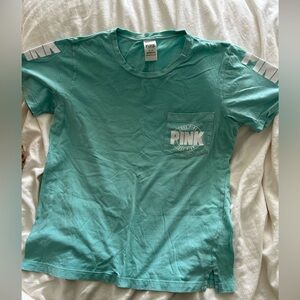 PINK Victoria's Secret Teal Logo Pocket Short-Sleeve Tee